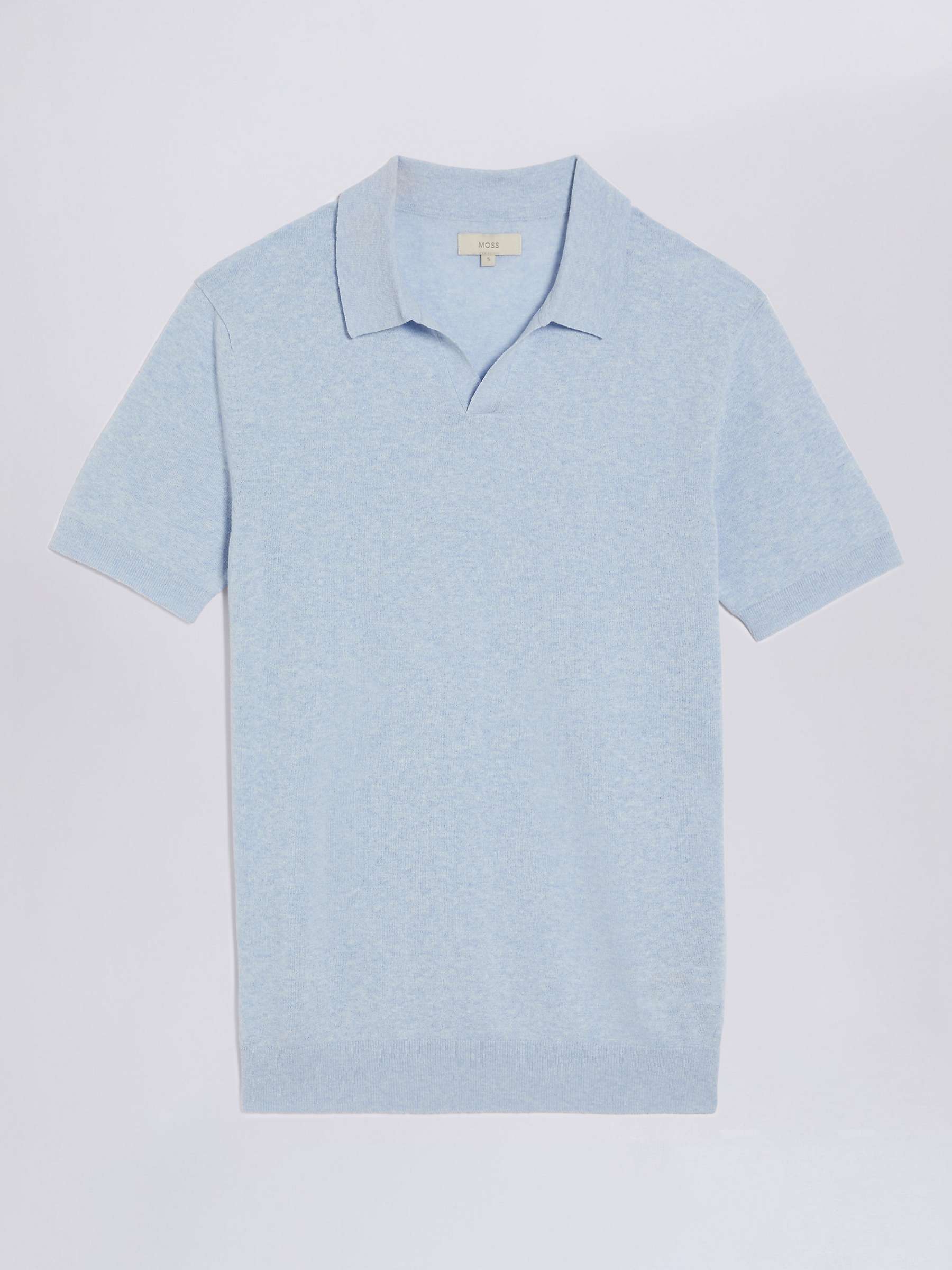 Buy Moss Linen Blend Skipper Polo Shirt, Light Blue Online at johnlewis.com