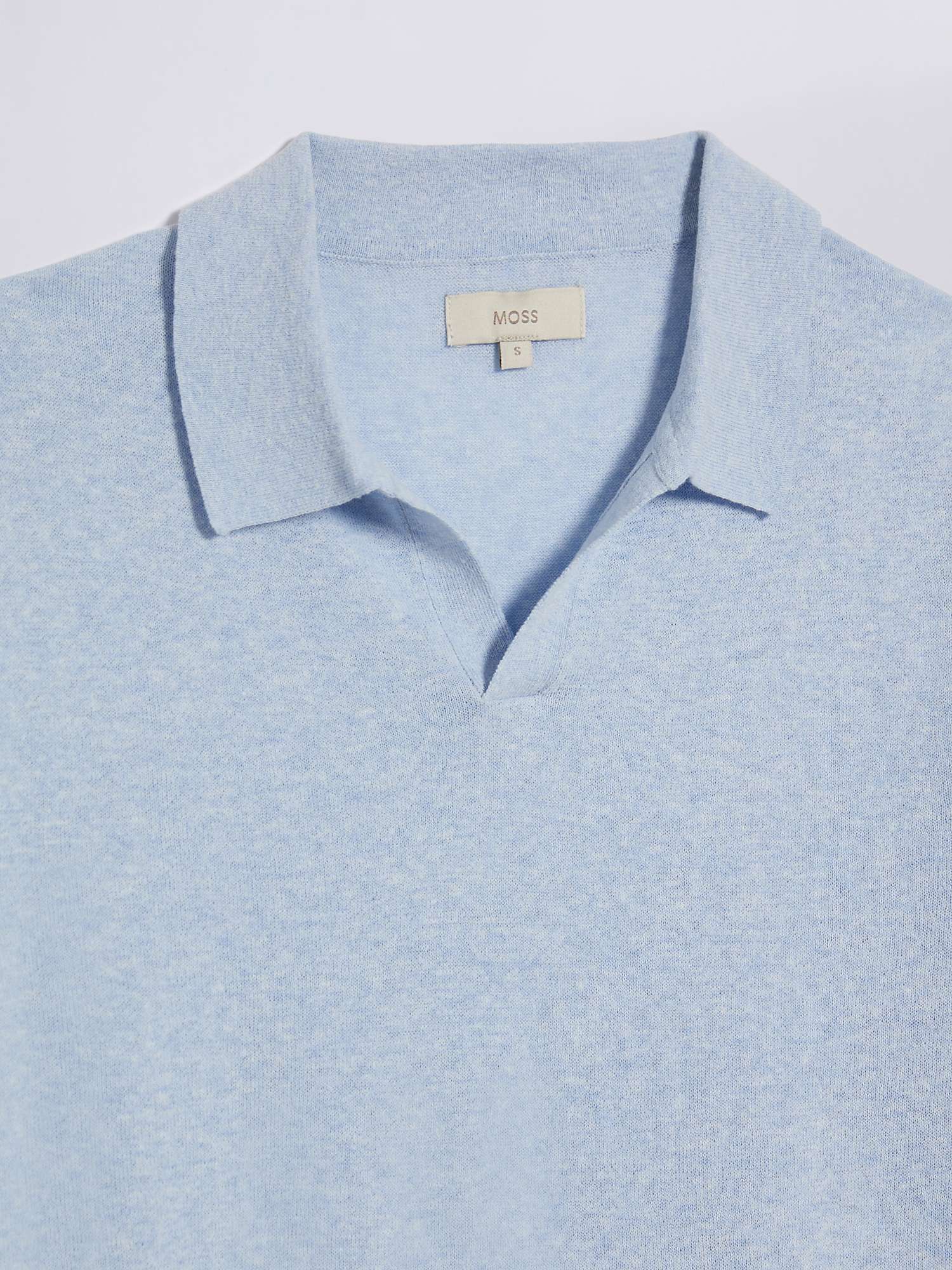 Buy Moss Linen Blend Skipper Polo Shirt, Light Blue Online at johnlewis.com