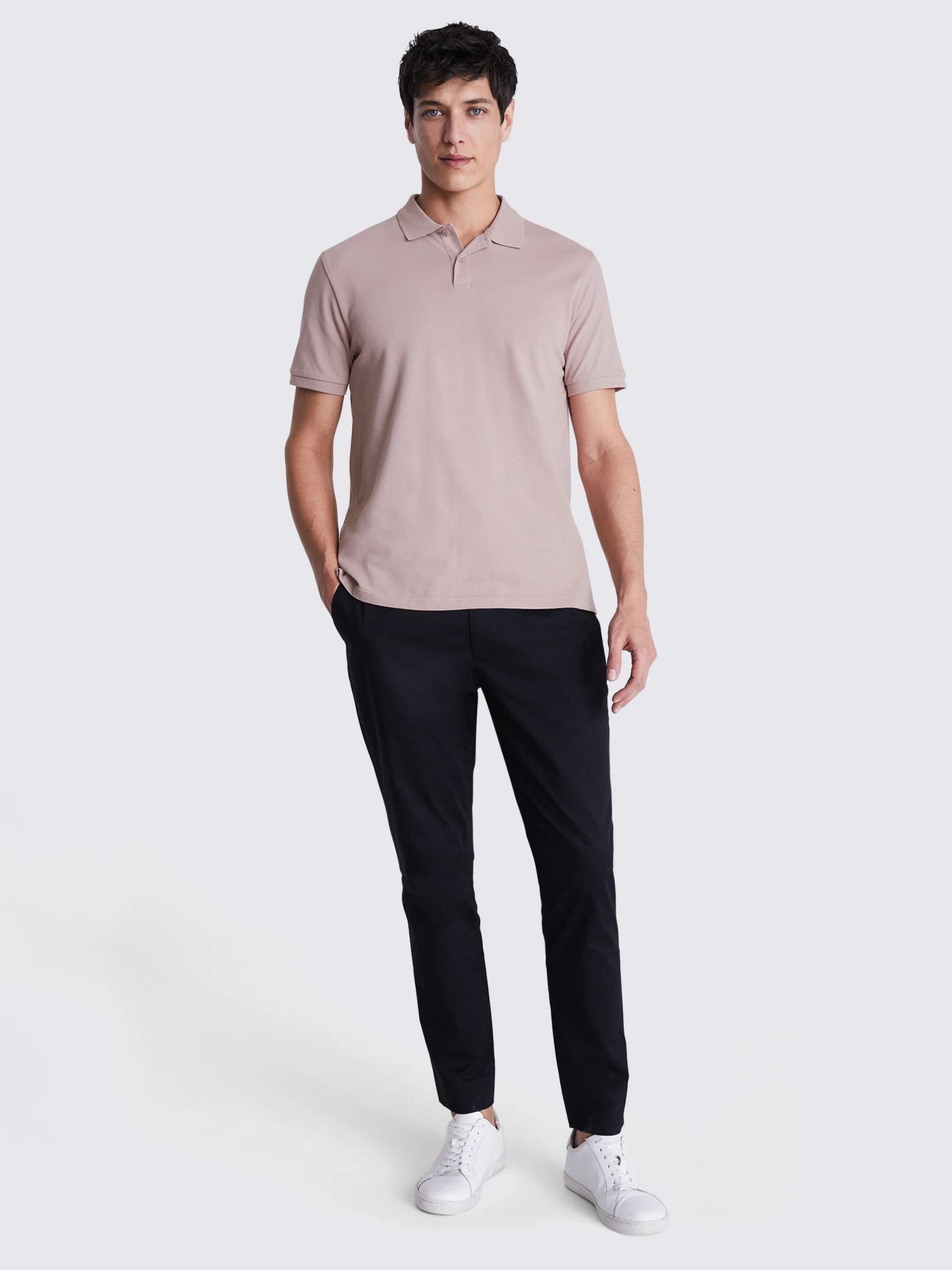 Moss Pique Short Sleeve Polo Shirt, Dusky Pink at John Lewis & Partners