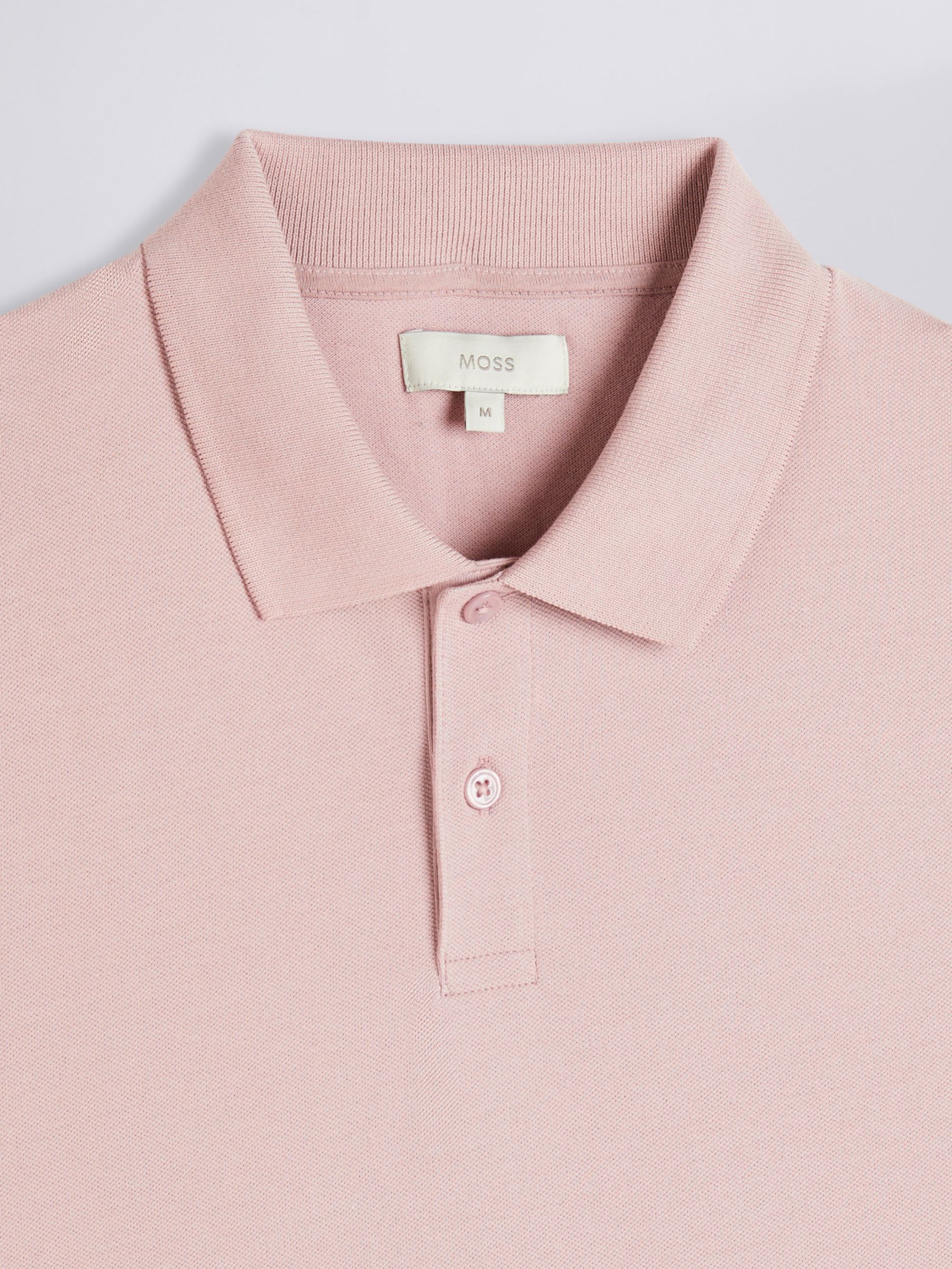 Moss Pique Short Sleeve Polo Shirt, Dusky Pink at John Lewis & Partners