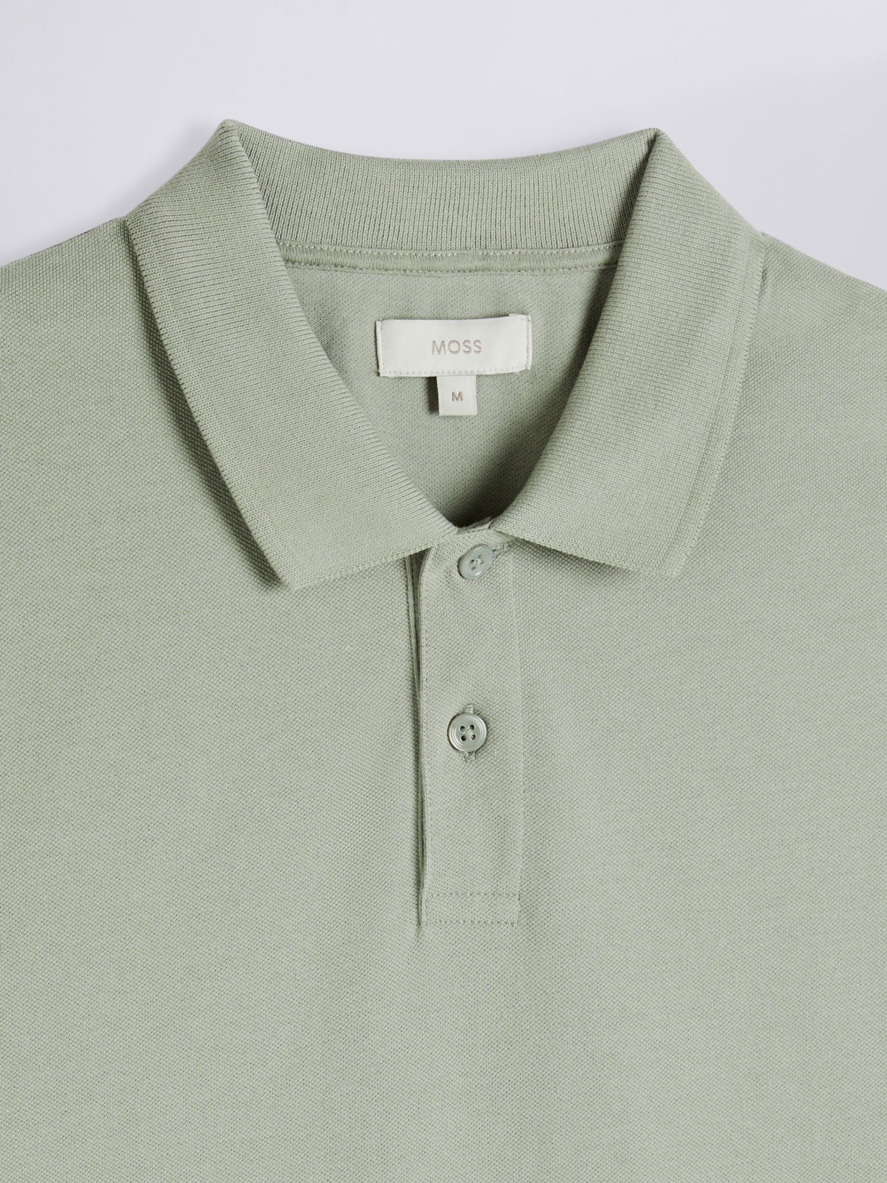 Moss Pique Short Sleeve Polo Shirt, Sage at John Lewis & Partners