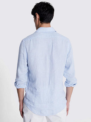 Moss Tailored Fit Linen Long Sleeve Shirt, Blue