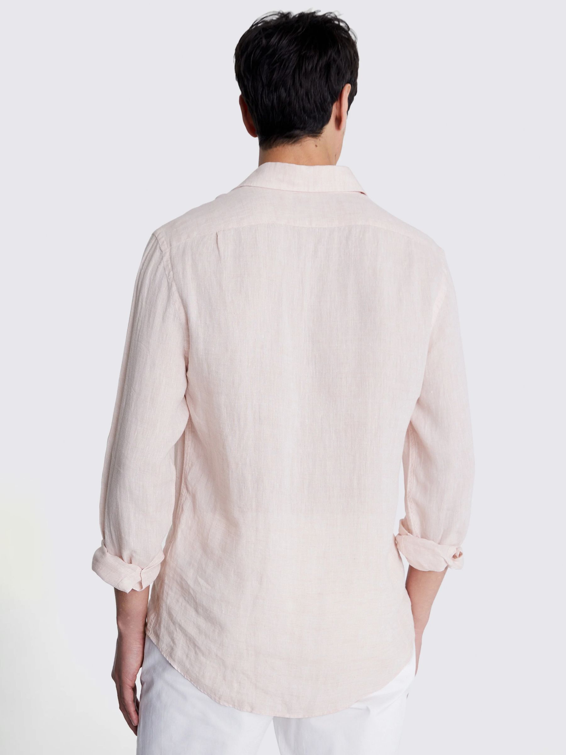 Moss Tailored Fit Linen Long Sleeve Shirt, Pink, S