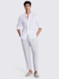 Moss Tailored Fit Linen Grandad Collar Shirt, White