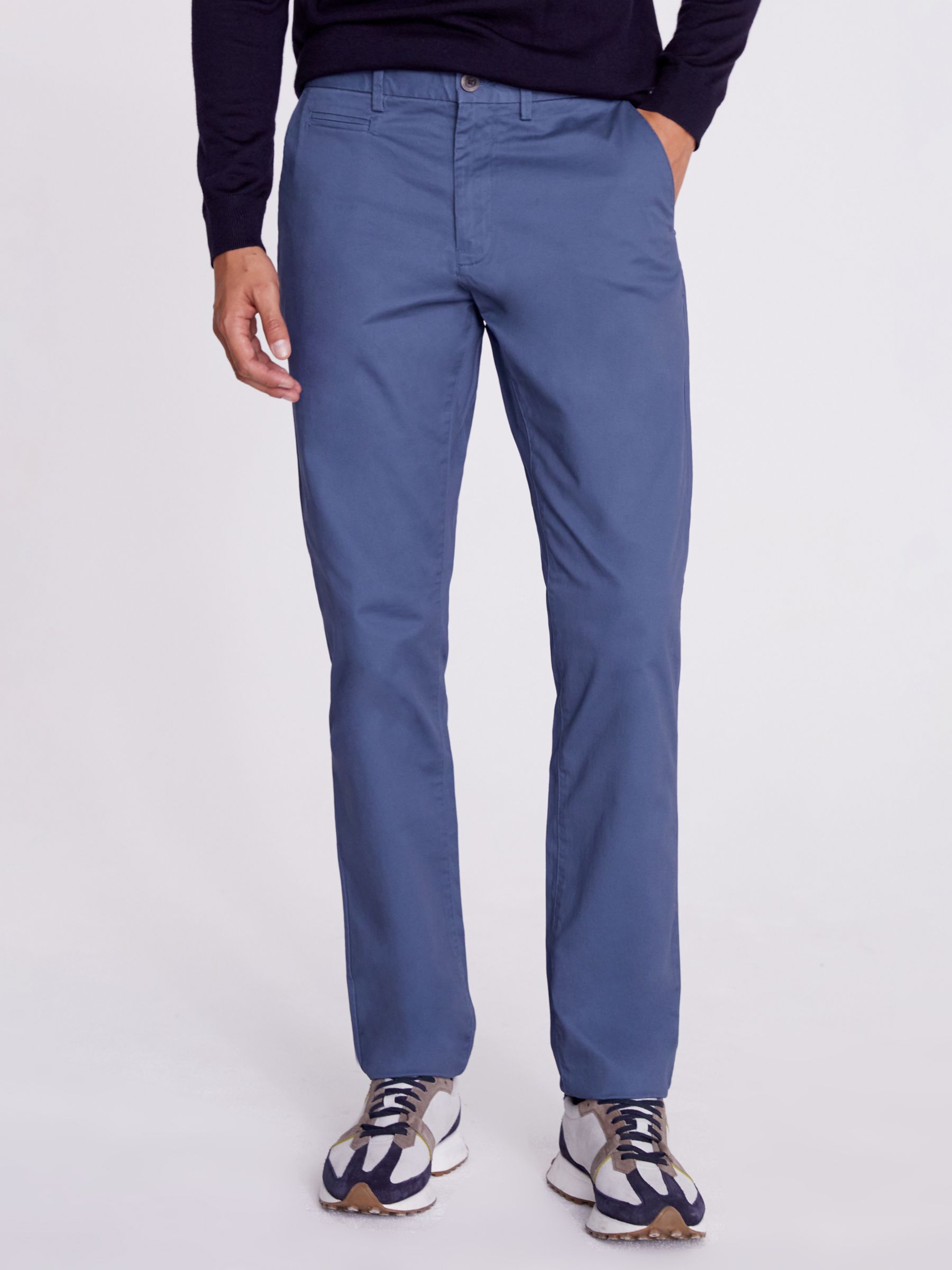 Moss Tailored Stretch Chinos, Blue at John Lewis & Partners