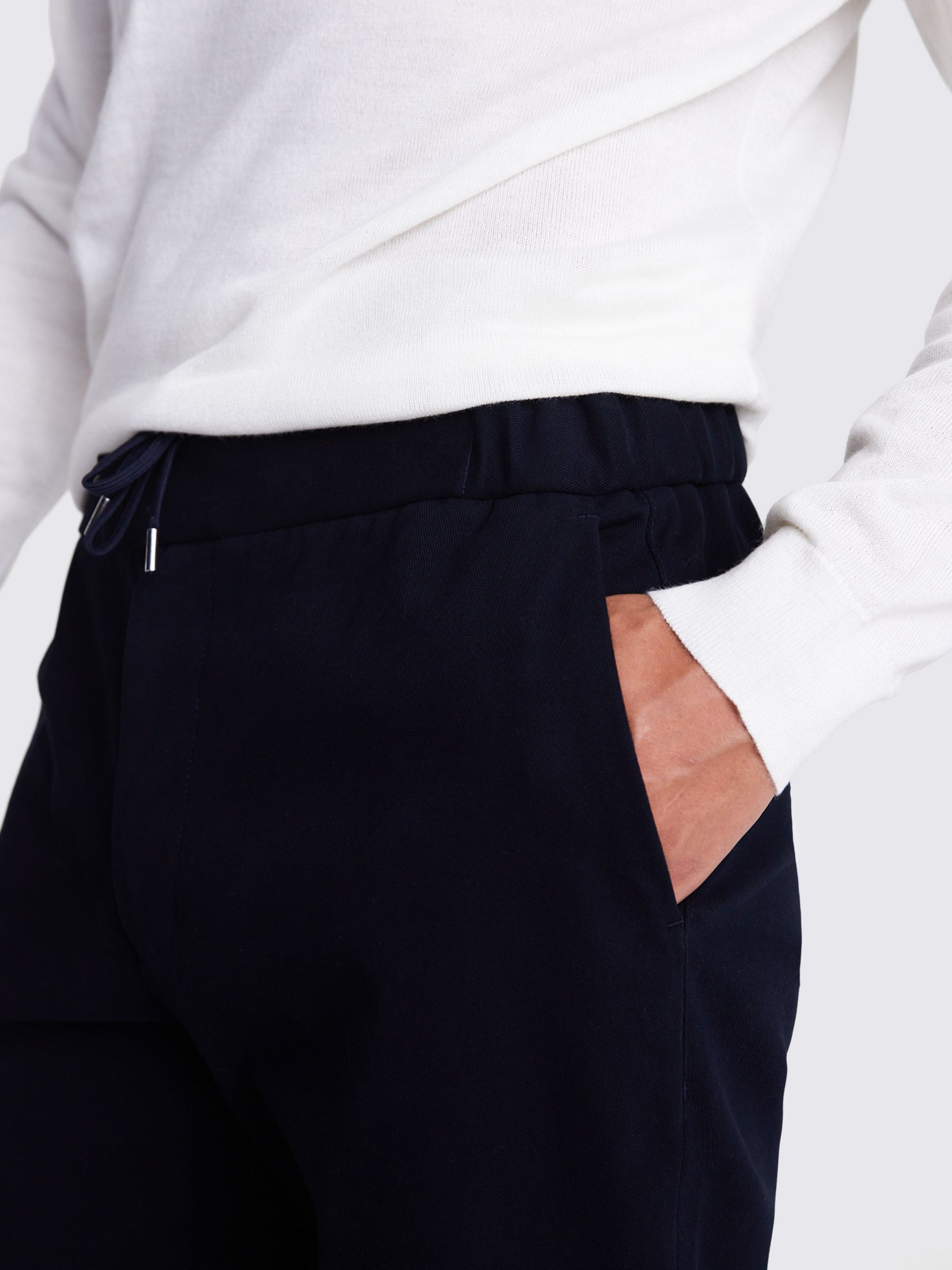 Moss Twill Drawstring Trousers, Blue at John Lewis & Partners