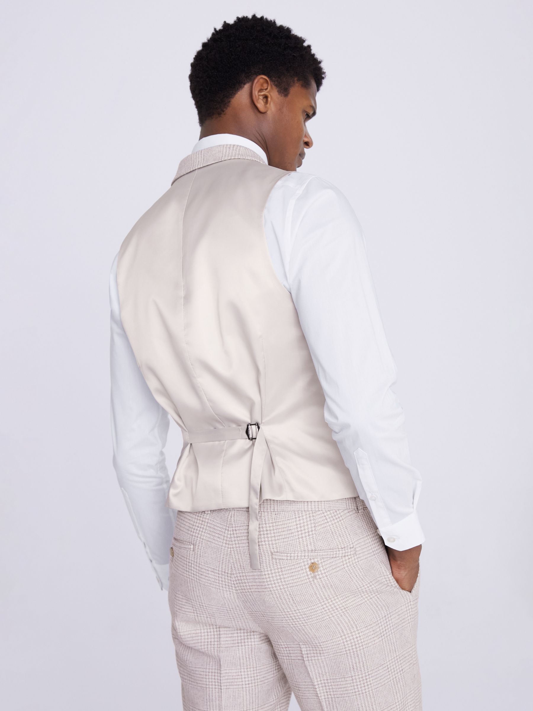 Buy Moss Slim Fit Wool Blend Checked Waistcoat, Off White Online at johnlewis.com