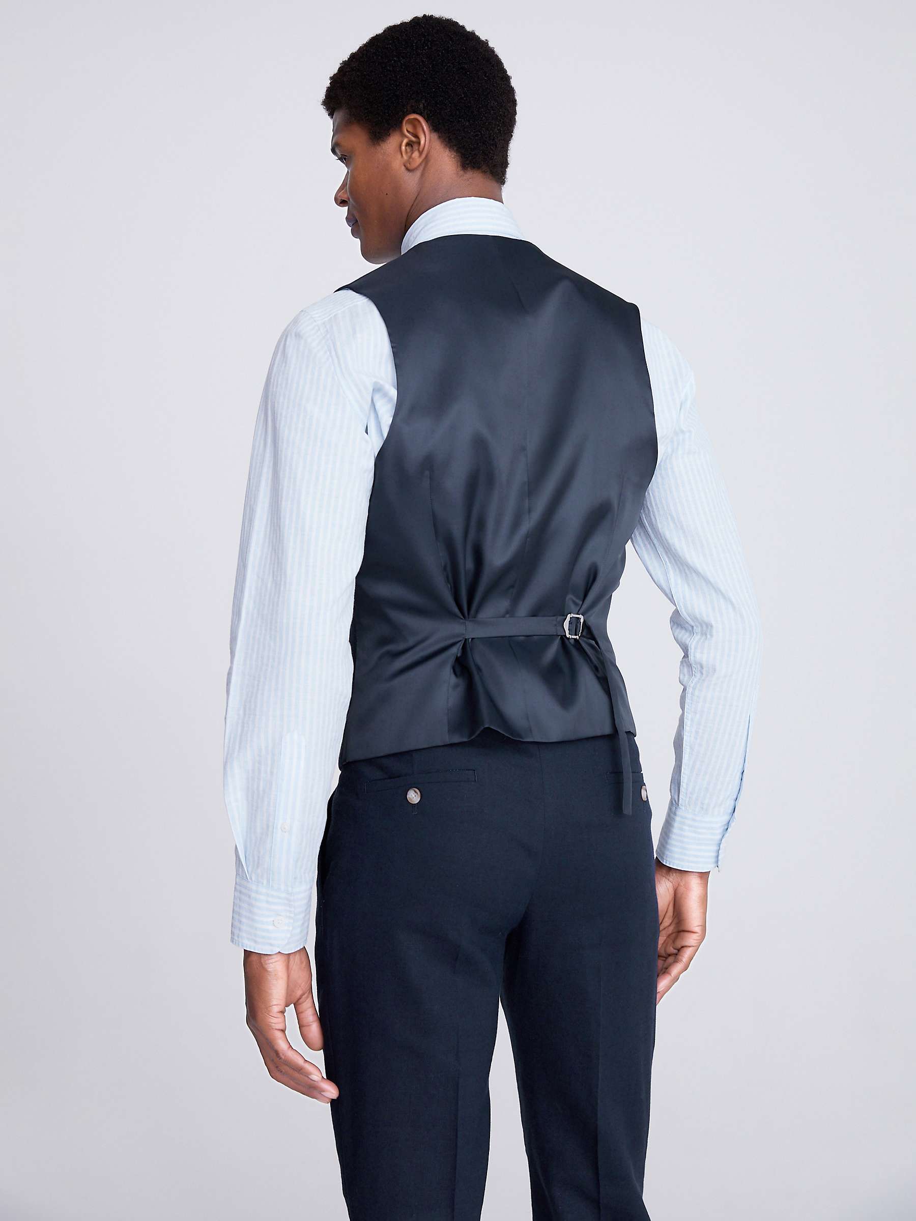 Buy Moss Slim Fit Linen Blend Waistcoat, Blue Online at johnlewis.com