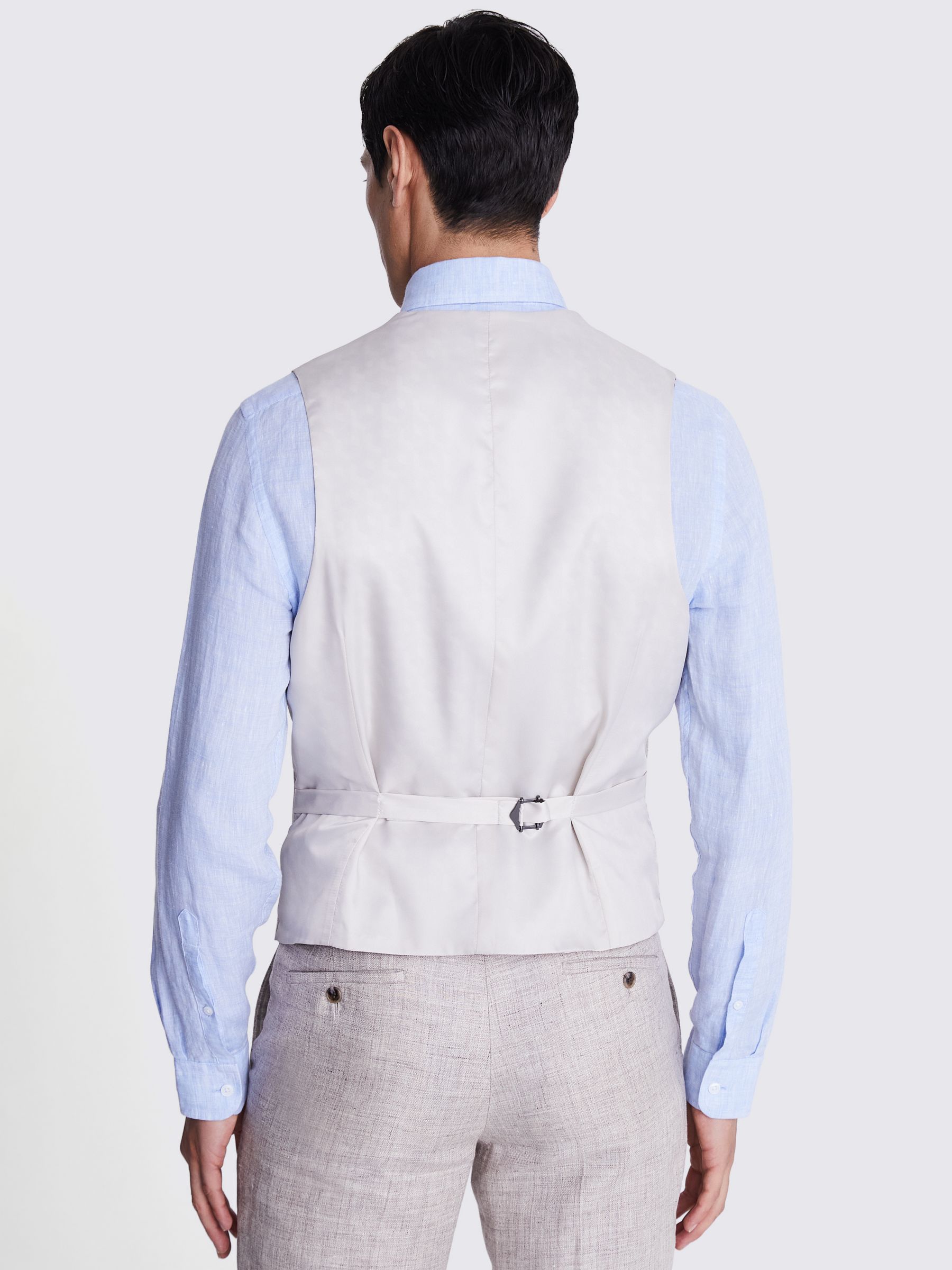 Moss Tailored Fit Linen Waistcoat, Beige, 36R