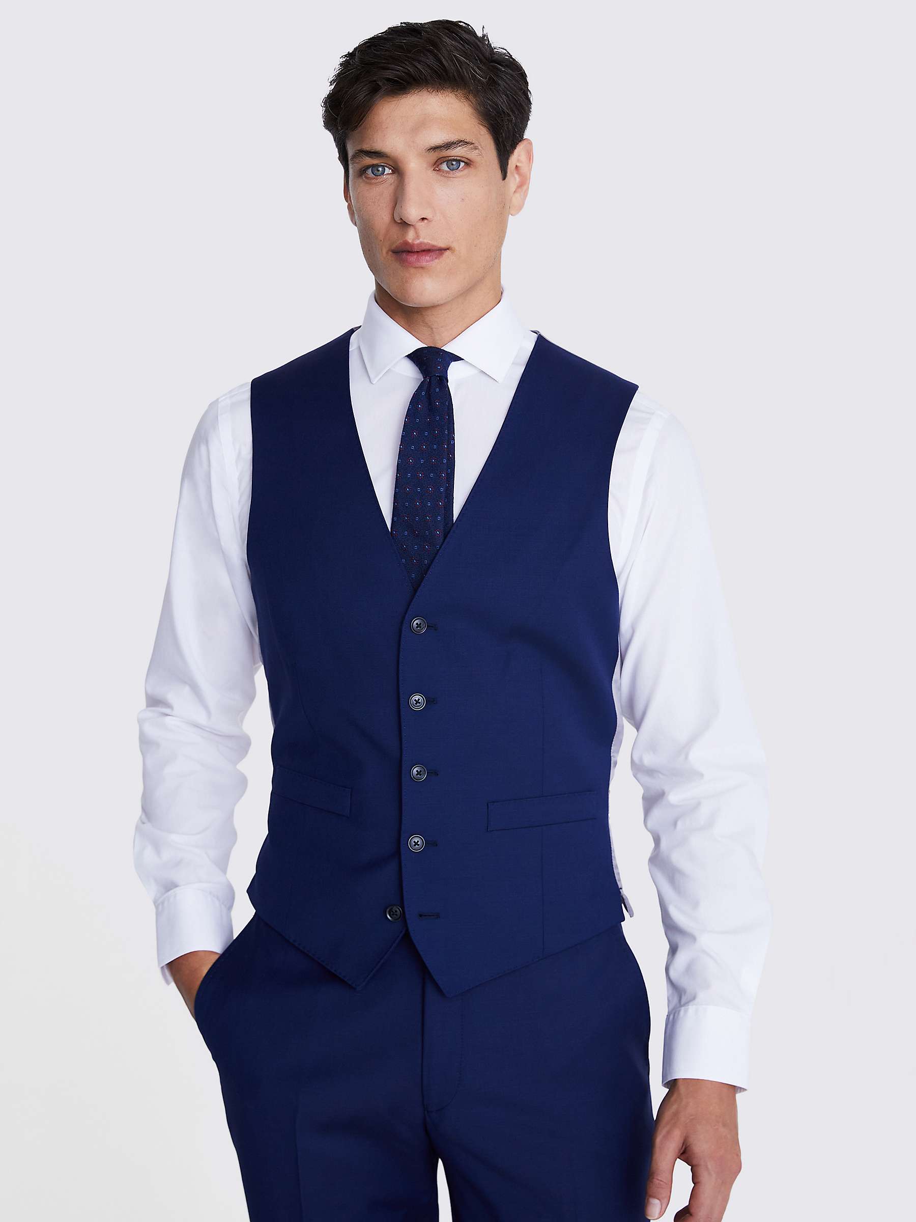 Buy Moss Tailored Fit Twill Waistcoat, Blue Online at johnlewis.com
