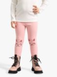 Lindex Kids' Cat Knee Detail Leggings, Light Pink