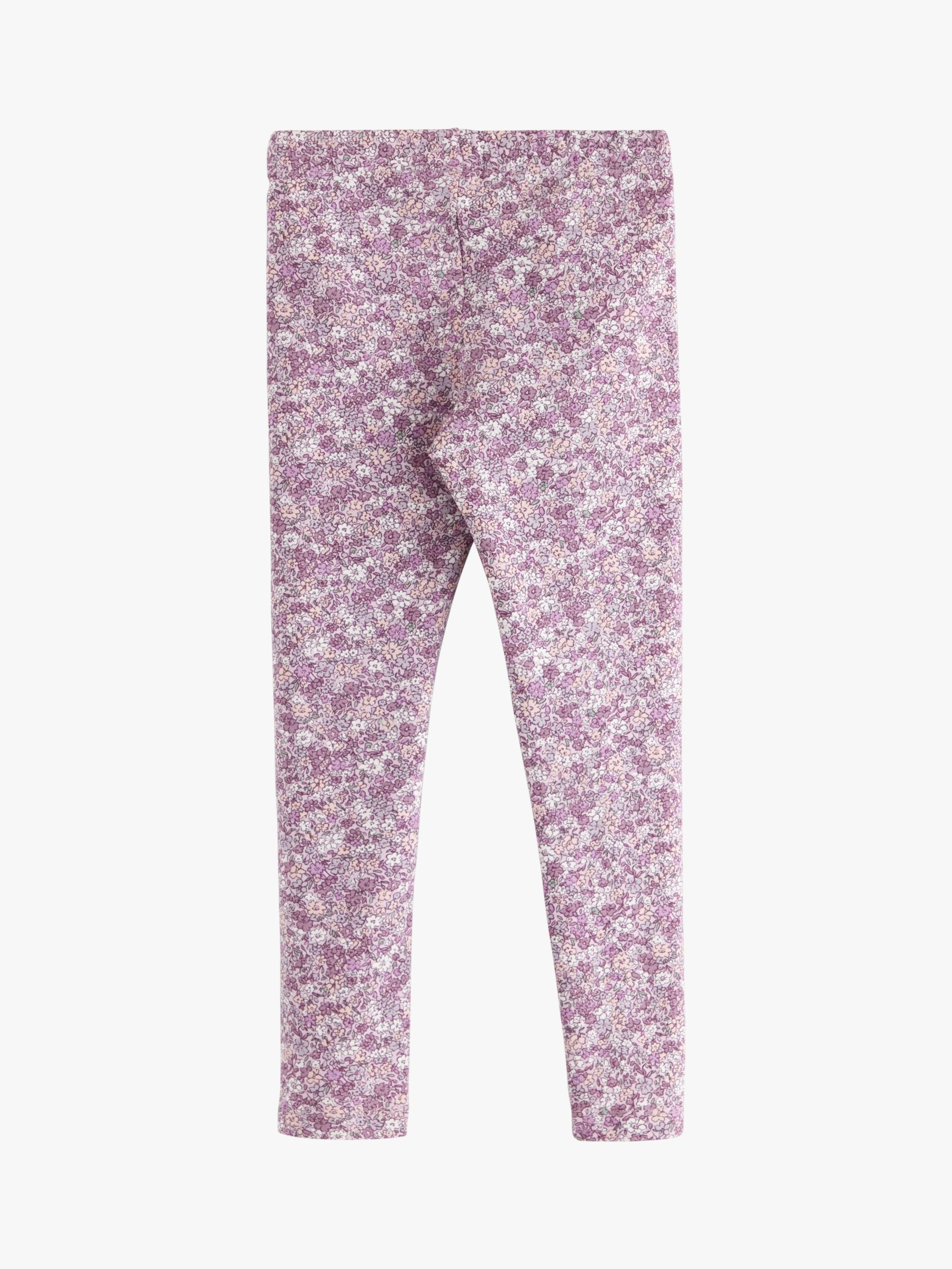 Lindex Kids' Organic Cotton Blend Floral Print Leggings, Light Lilac, 18-24 months