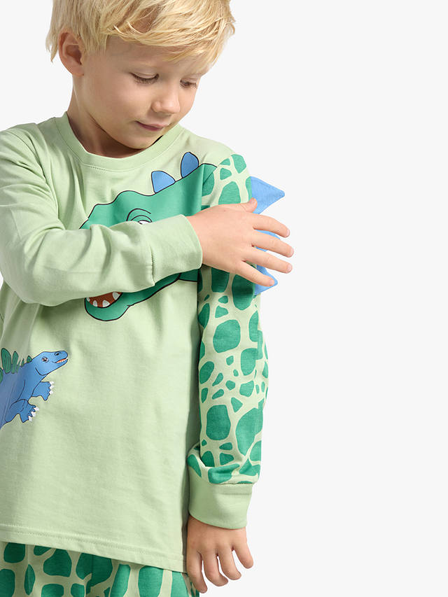 Lindex Kids' 3D Animal Pyjamas, Dinosaur/Light Dusty Green