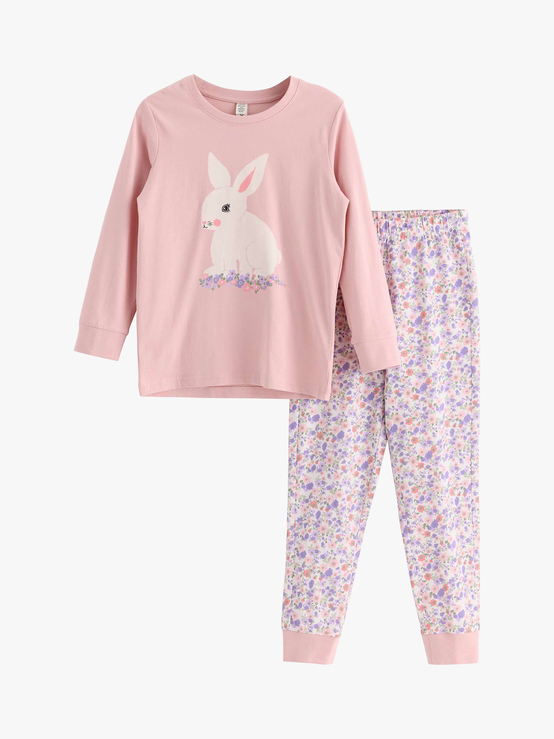 Buy Lindex Kids' Bunny Floral Print Pyjamas, Light Pink Online at johnlewis.com