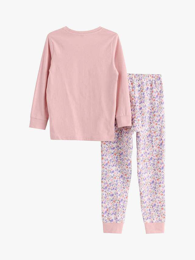 Lindex Kids' Bunny Floral Print Pyjamas, Light Pink