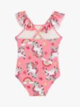 Lindex Kids' Unicorn Print Flounce Strap Swimsuit, Pink