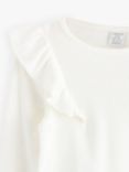 Lindex Kids' Organic Cotton Blend Solid Frill Detail Top, Light Dusty White