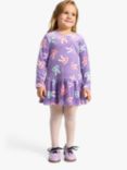 Lindex Kids' Rabbit Print Velour Tunic, Light Dusty Lilac