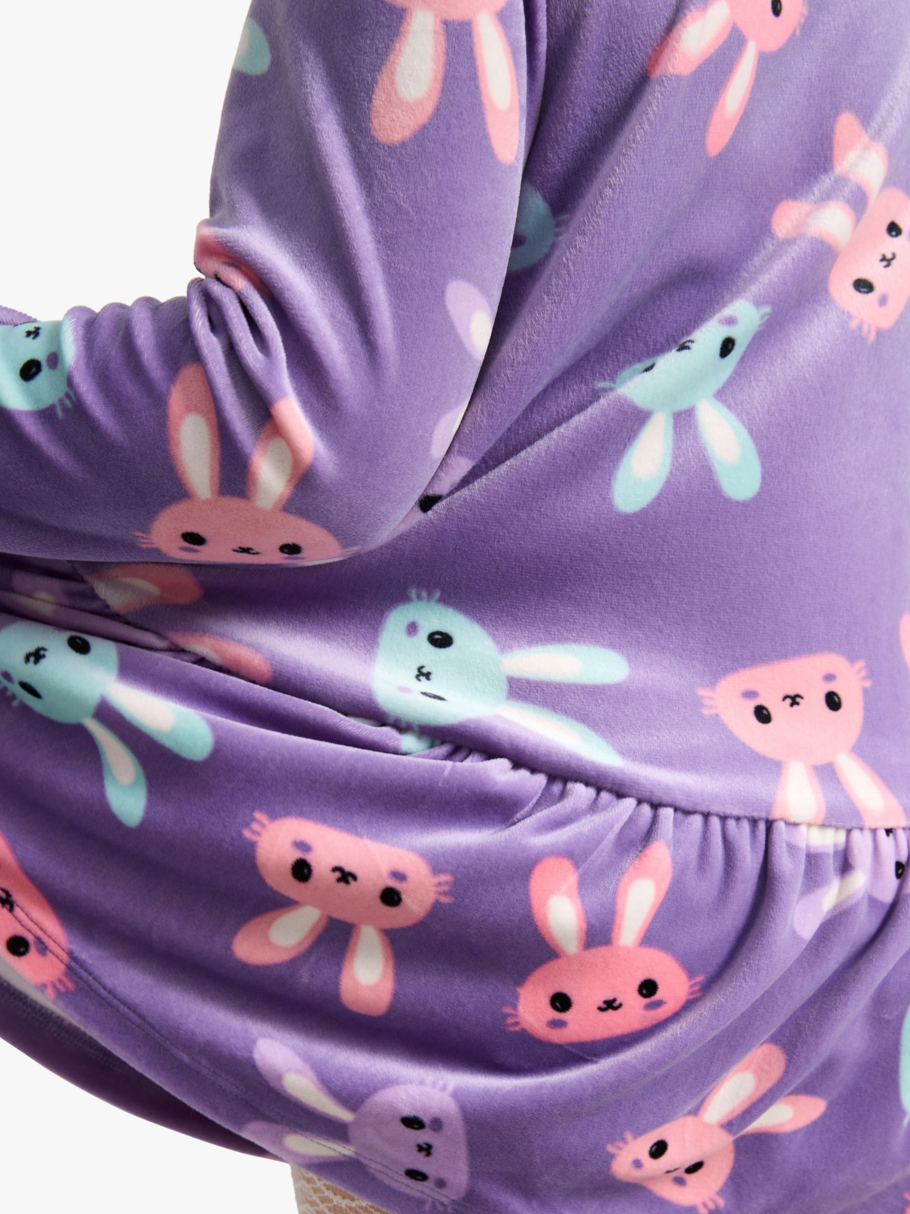 Buy Lindex Kids' Rabbit Print Velour Tunic, Light Dusty Lilac Online at johnlewis.com