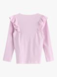 Lindex Kids' Organic Cotton Blend Solid Frill Detail Top, Dusty Pink
