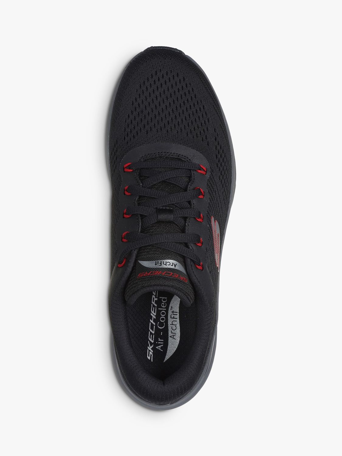 Skechers Arch Fit 2.0 Trainers, Black/Red at John Lewis & Partners