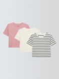 John Lewis Kids' Plain/Stripe T-Shirts, Pack of 3, Multi