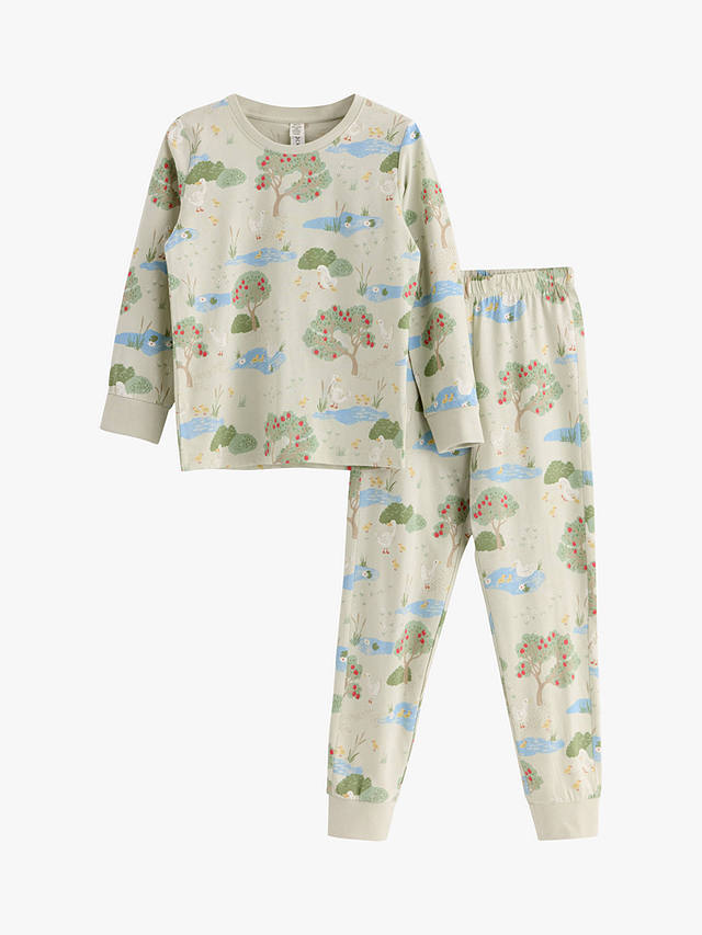 Lindex Kids' Unisex Print Pyjamas, Ducks/Light Green
