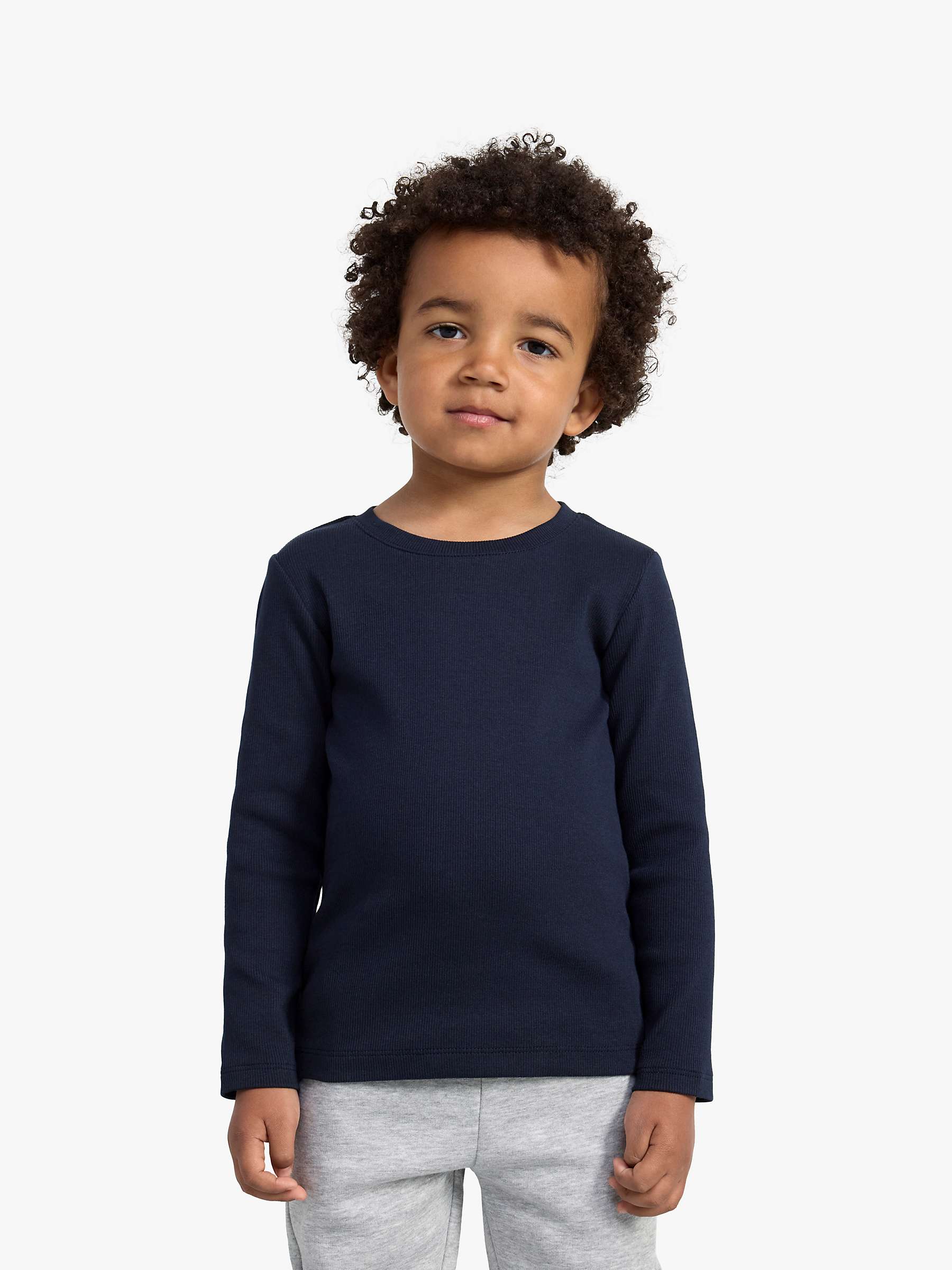 Buy Lindex Kids' Basic Organic Cotton Blend Long Sleeve T-Shirt, Dark Navy Online at johnlewis.com