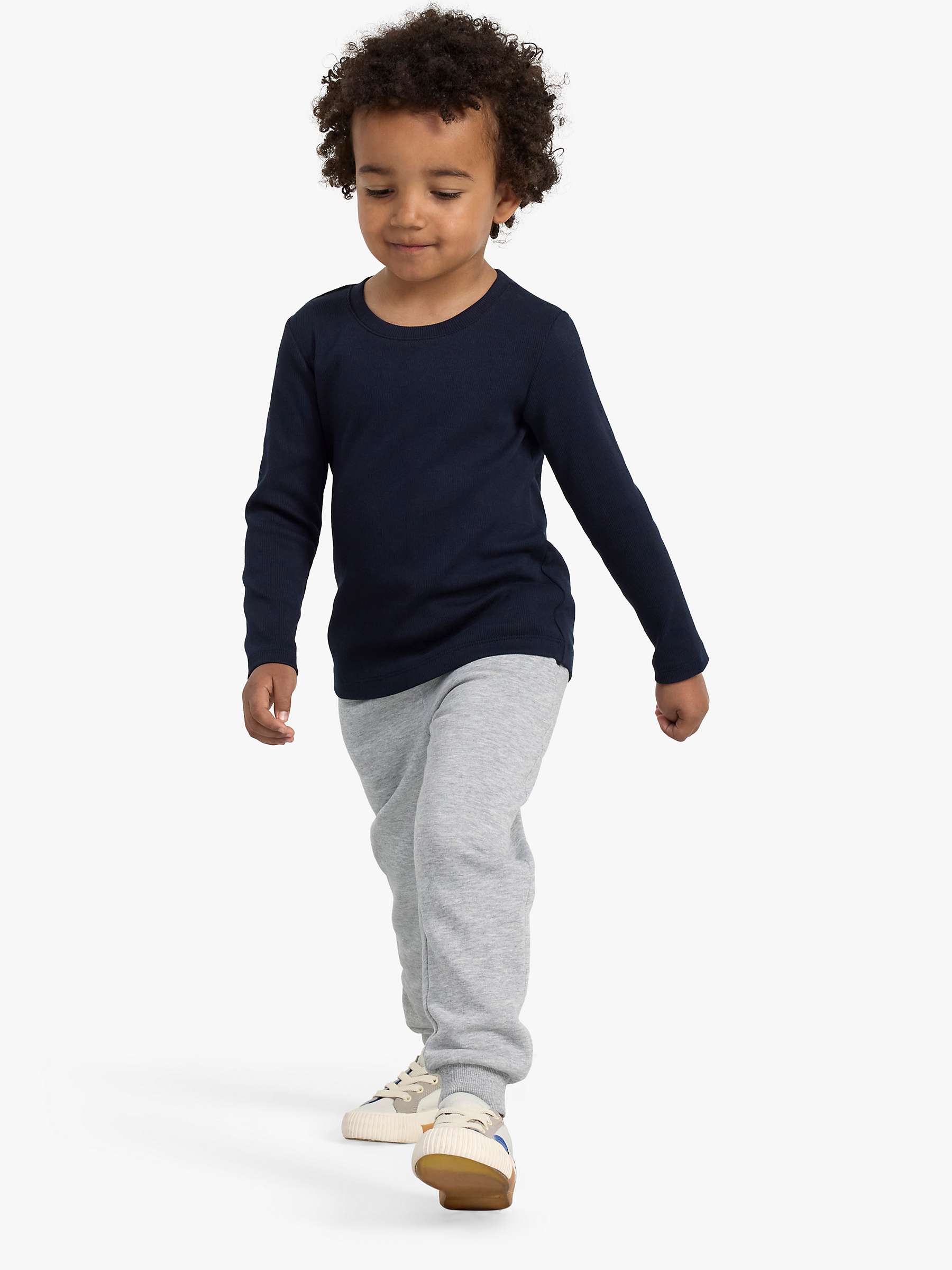 Buy Lindex Kids' Basic Organic Cotton Blend Long Sleeve T-Shirt, Dark Navy Online at johnlewis.com