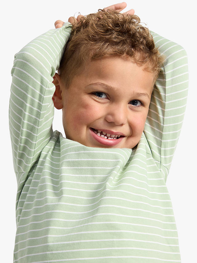 Lindex Kids' Basics Striped Long Sleeve T-Shirt, Light Dusty Green