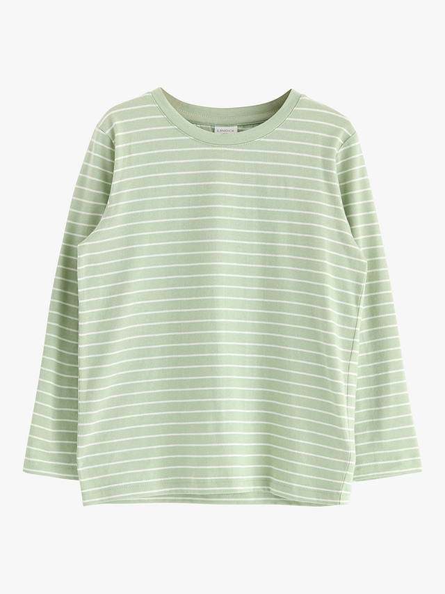 Lindex Kids' Basics Striped Long Sleeve T-Shirt, Light Dusty Green