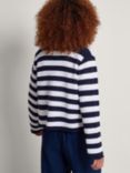 Monsoon Samara Striped Cardigan, Blue/White, Blue/White