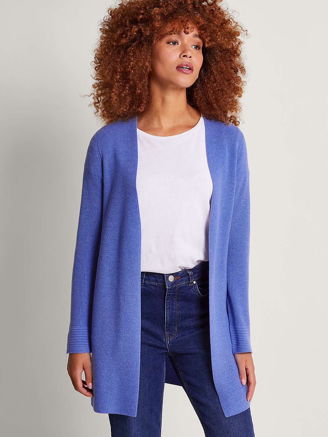 Buy Monsoon Ria Ribbed Cardigan, Blue Online at johnlewis.com