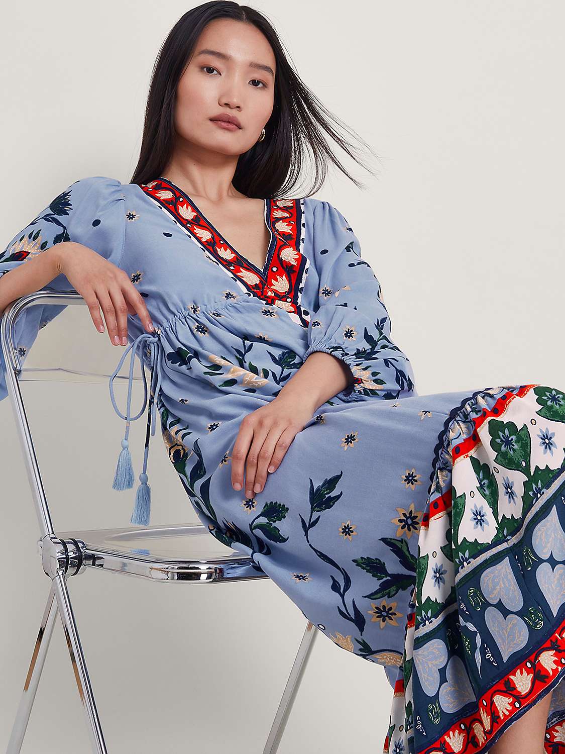 Buy Monsoon Aldina Floral Print Maxi Dress, Blue/Multi Online at johnlewis.com
