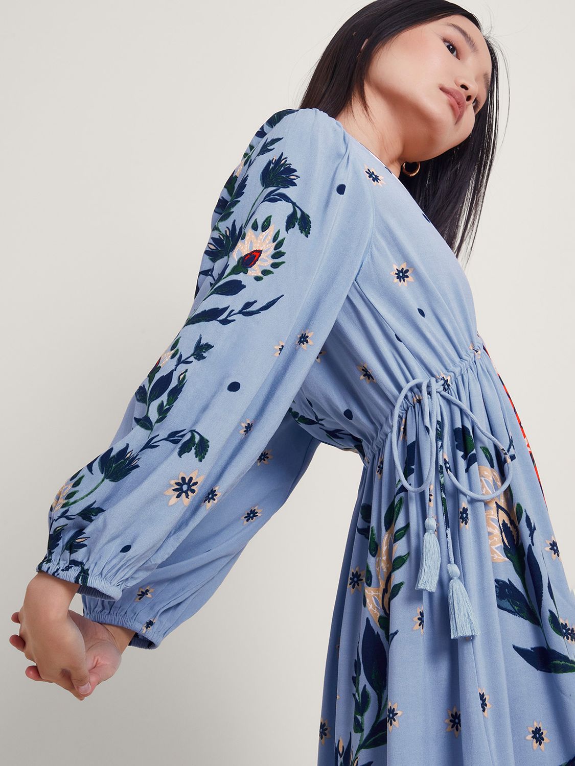 Buy Monsoon Aldina Floral Print Maxi Dress, Blue/Multi Online at johnlewis.com