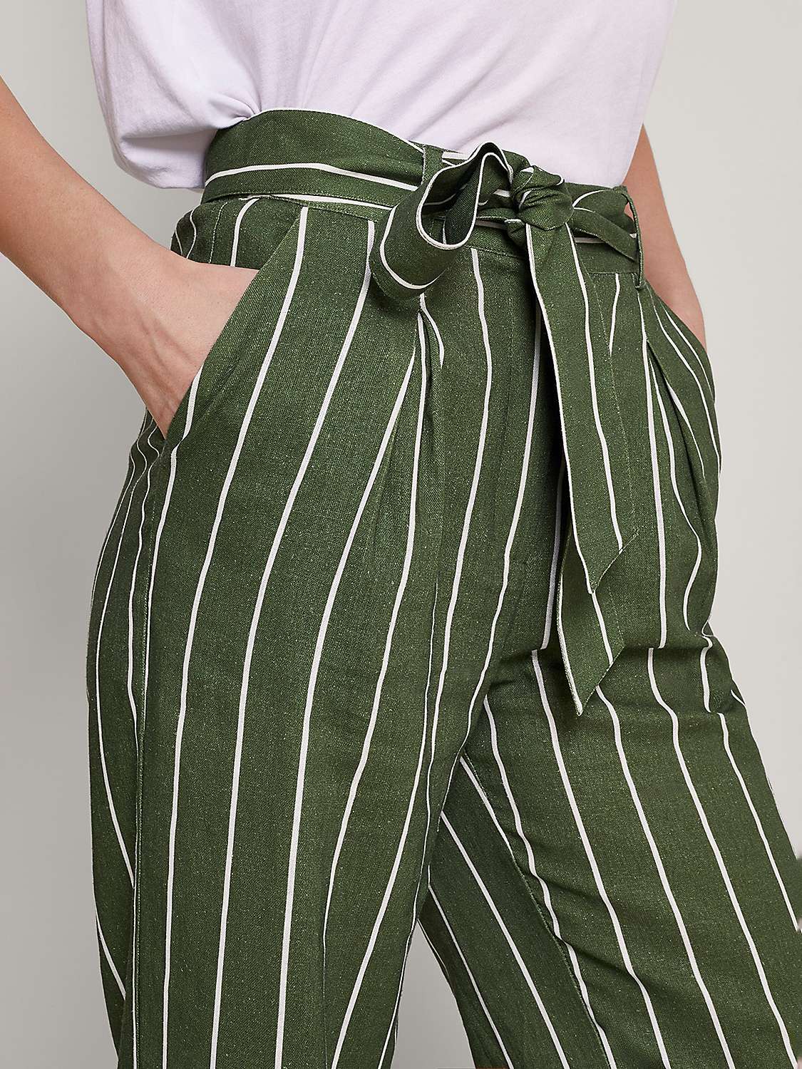 Buy Monsoon Susan Linen Trousers, Khaki Online at johnlewis.com