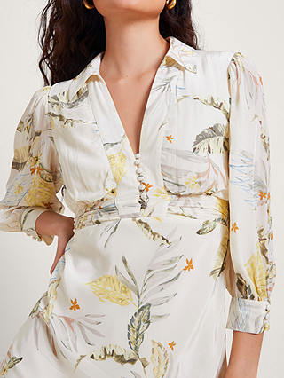 Monsoon Elise Shirt Midi Dress, Ivory/Multi