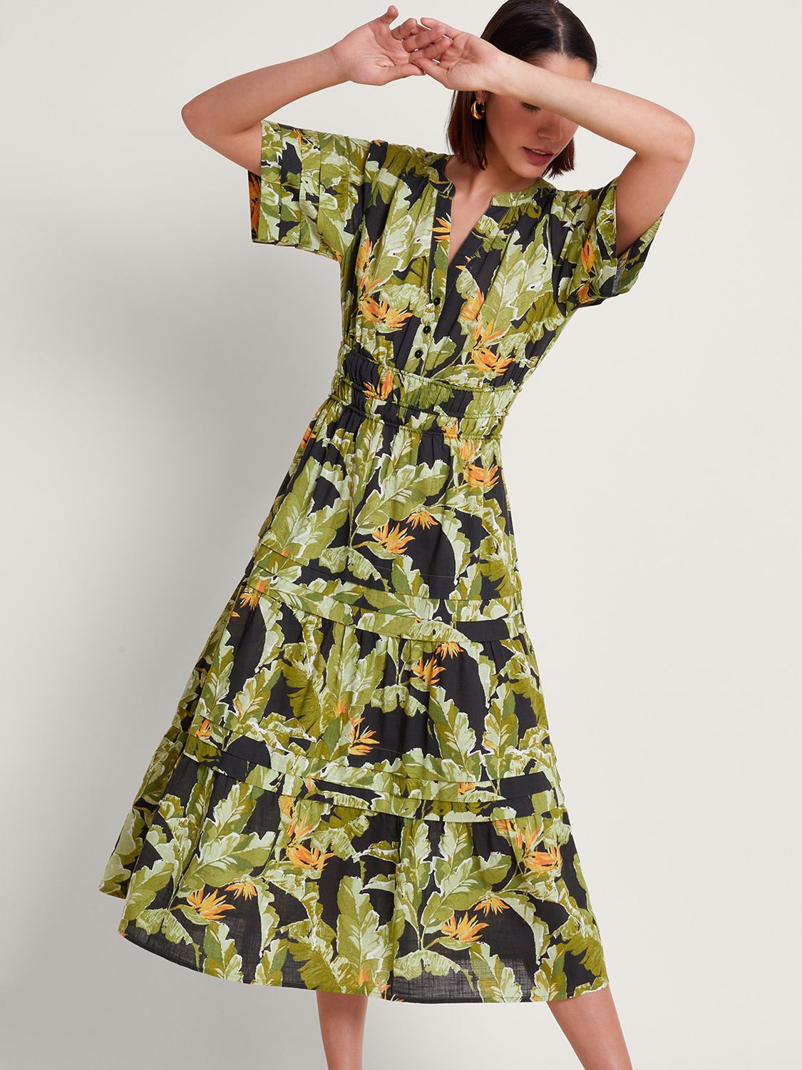 Buy Monsoon Carmina Midi Floral Dress, Black/Multi Online at johnlewis.com