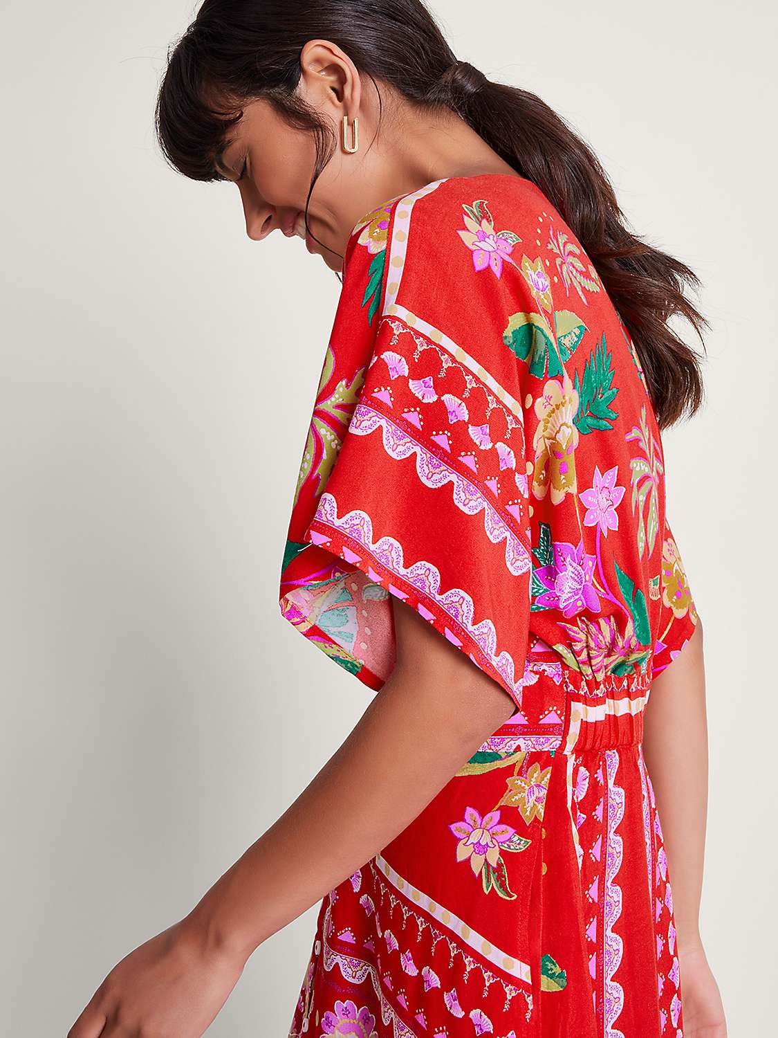 Buy Monsoon Sandie Stamp Print Maxi Dress, Red/Multi Online at johnlewis.com