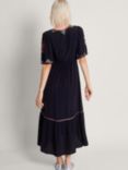 Monsoon Everly Embroidered Midi Dress, Black/Multi