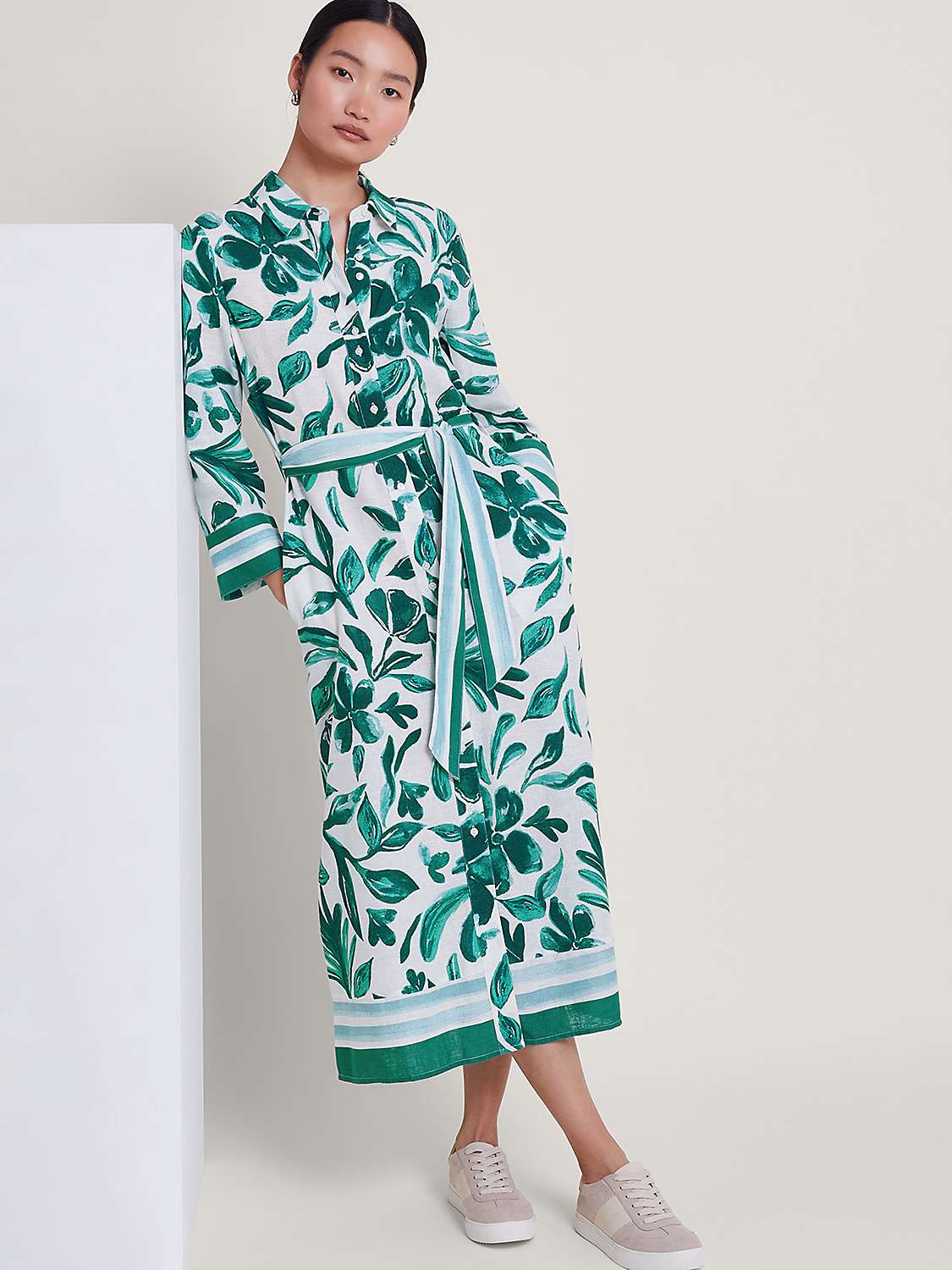 Buy Monsoon Naomi Midi Dress, Green Online at johnlewis.com