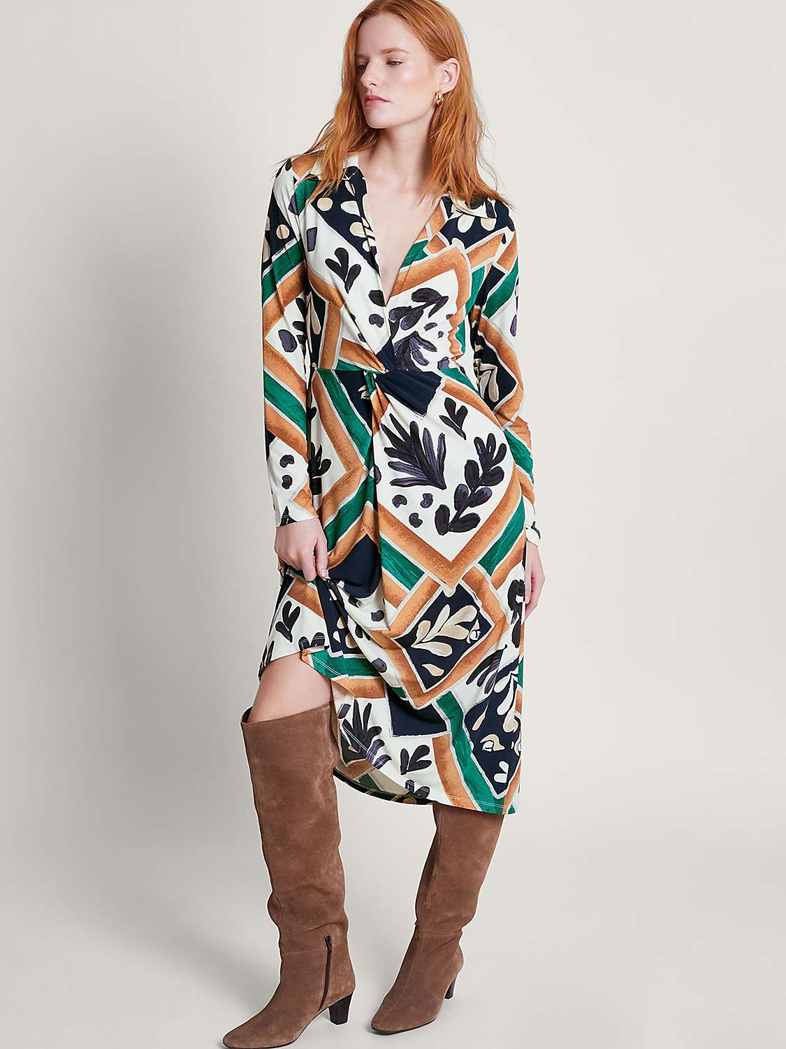 Buy Monsoon Cadenza Print Jersey Midi Dress, Multi Online at johnlewis.com