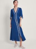 Monsoon Lita Ric Rac Trim Linen Blend Midi Dress