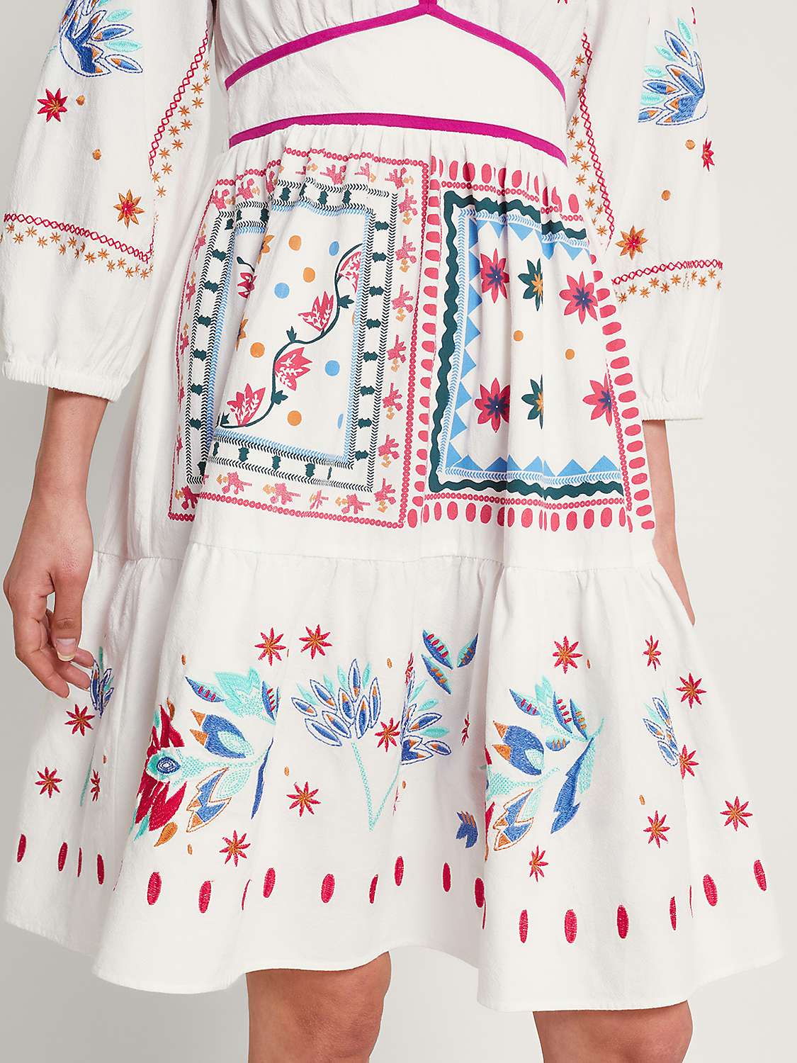 Buy Monsoon Zinnia Embroidered Dress, Ivory/Multi Online at johnlewis.com