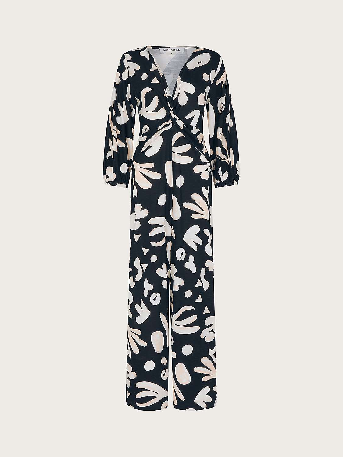Buy Monsoon Rosa Abstract Print Twist Detail Jumpsuit, Black/Multi Online at johnlewis.com