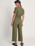 Monsoon Azalea Linen Blend Jumpsuit, Khaki