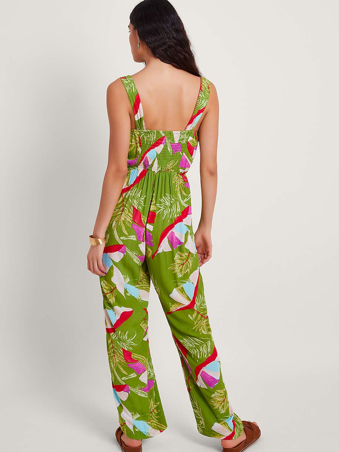 Buy Monsoon Amina Leaf Print Jumpsuit, Green/Multi Online at johnlewis.com
