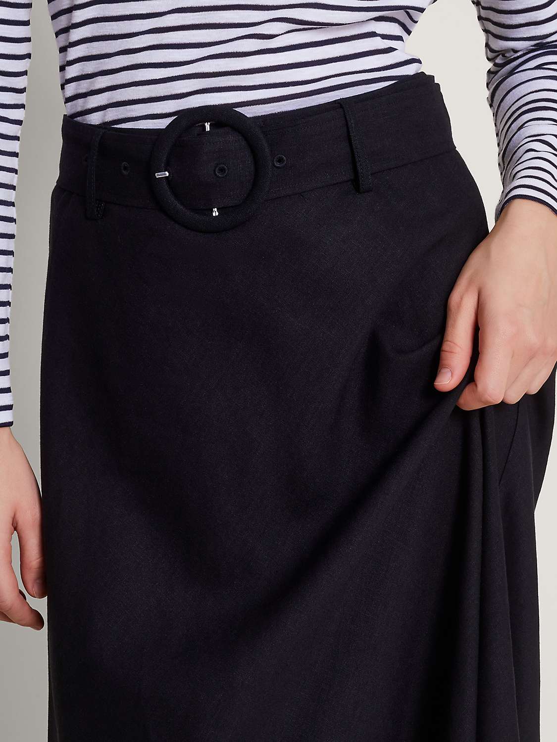 Buy Monsoon Olive Midi Skirt, Black Online at johnlewis.com