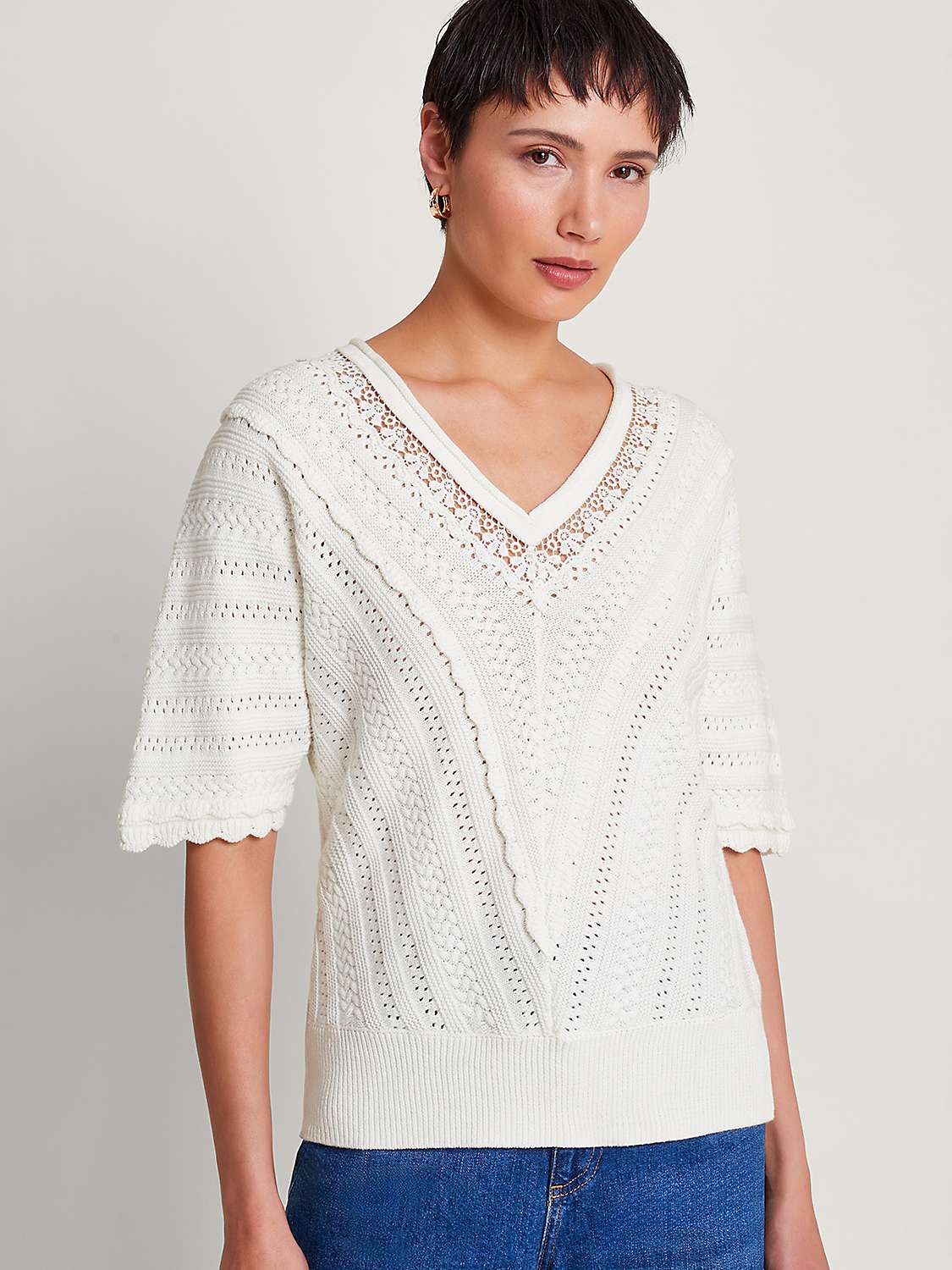 Buy Monsoon Lulu Lace Jumper, Ivory Online at johnlewis.com