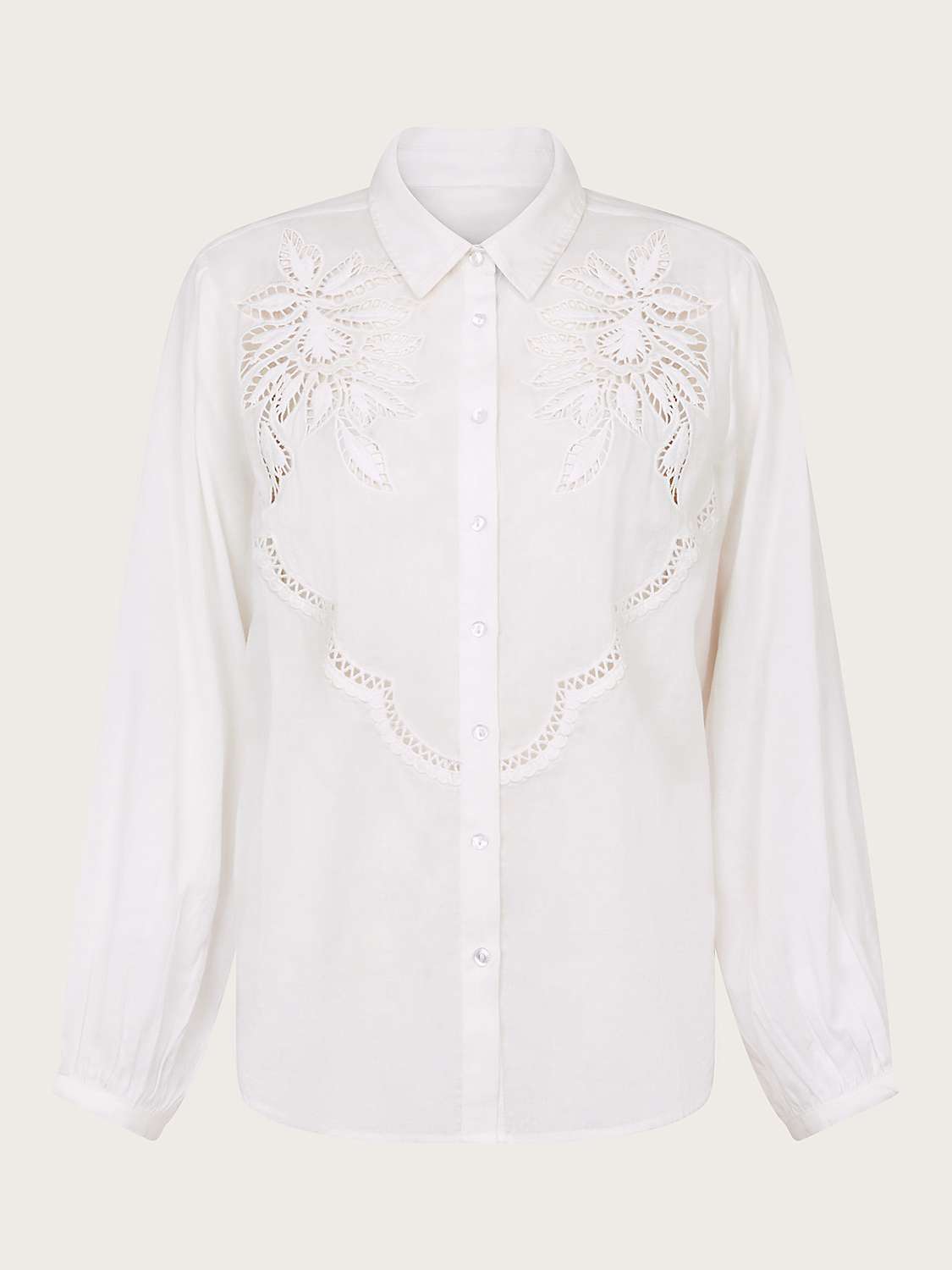 Buy Monsoon Flora Cutwork Shirt, White Online at johnlewis.com